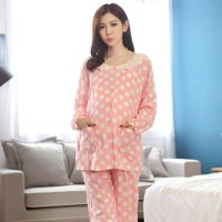 雅孕 春夏纯棉哺乳衣 长袖孕妇睡衣家居服 春秋喂奶衣套装