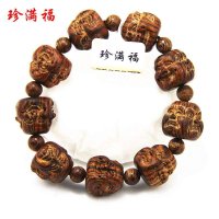 珍满福正品 沉香木花奇楠佛珠手串 沉香花旗楠佛珠手串精雕喜怒哀乐四面佛款2.0款 礼物