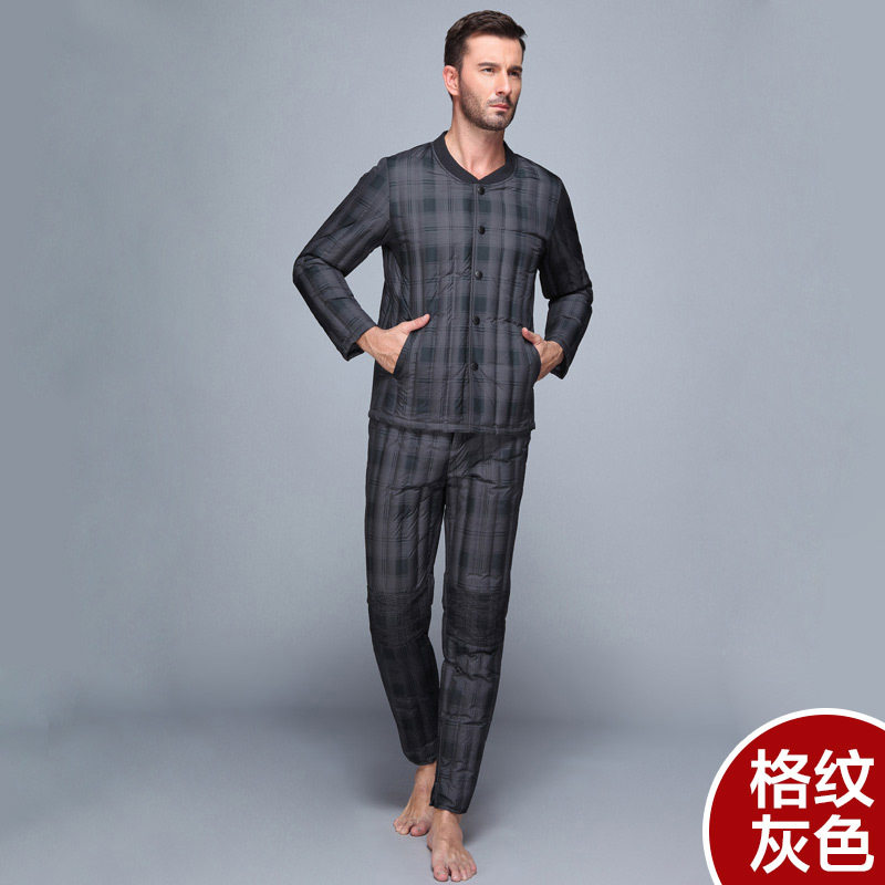 恒源祥冬中老年人轻薄羽绒服内胆男加厚内衣爸爸短款套装修身保暖