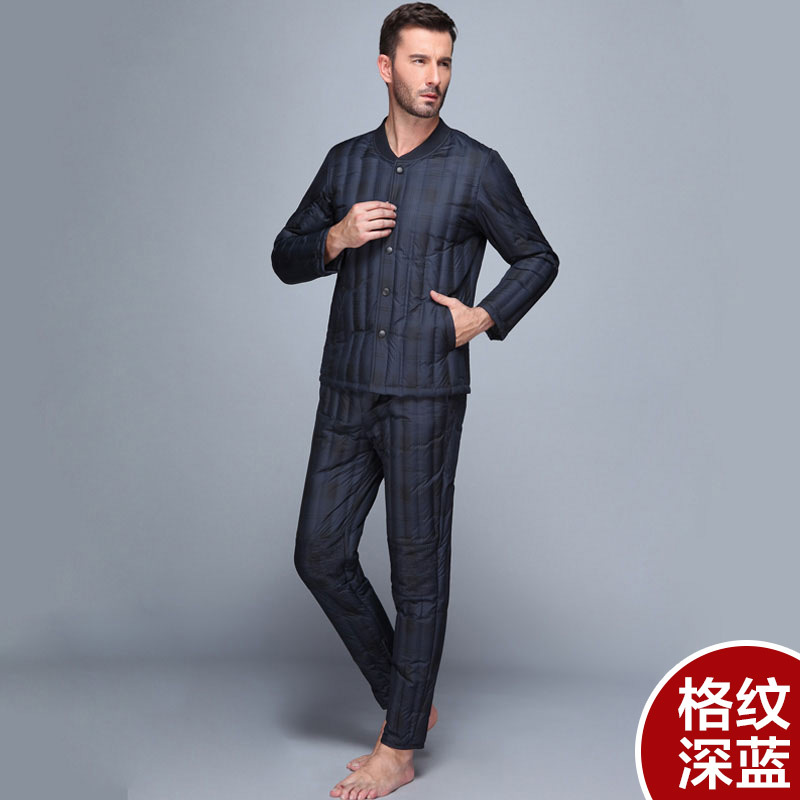 恒源祥冬中老年人轻薄羽绒服内胆男加厚内衣爸爸短款套装修身保暖