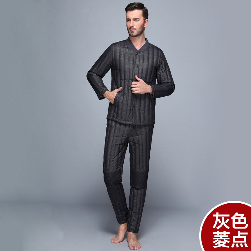 恒源祥冬中老年人轻薄羽绒服内胆男加厚内衣爸爸短款套装修身保暖