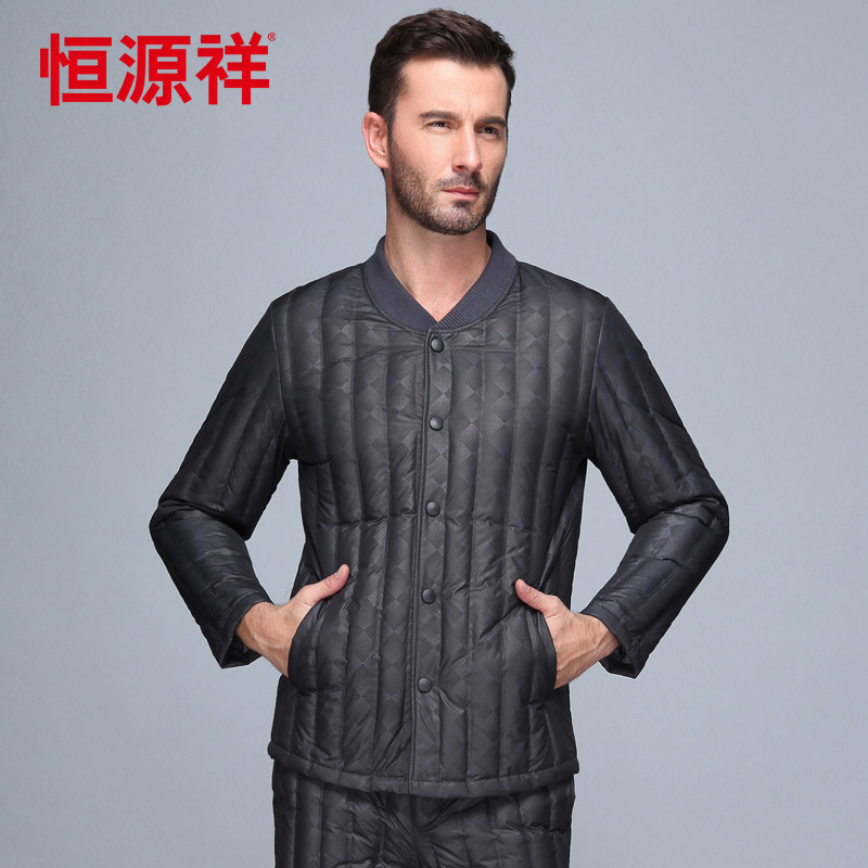 恒源祥冬装中老年人轻薄羽绒服男内胆居家保暖内衣爸爸装羽绒内胆