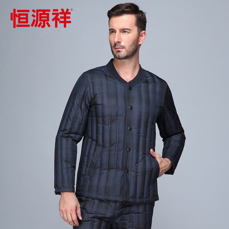 恒源祥冬装中老年人轻薄羽绒服男内胆居家保暖内衣爸爸装羽绒内胆
