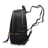 MICHAEL KORS（迈克·科尔斯）MK女士RHEA ZIP系列黑色牛皮金属拉链中号双肩包30S5GEZB1L