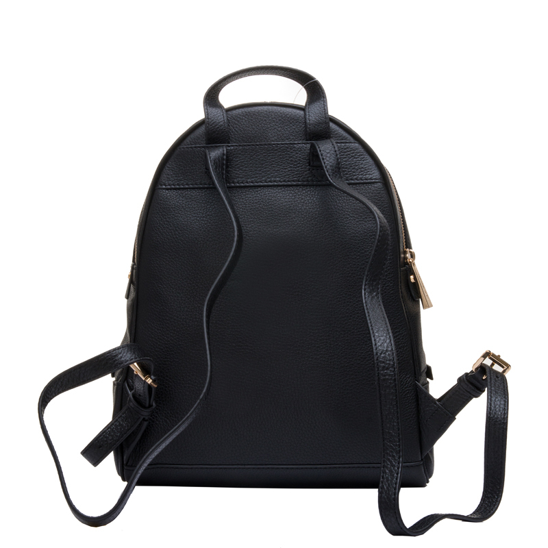 MICHAEL KORS（迈克·科尔斯）MK女士RHEA ZIP系列黑色牛皮金属拉链中号双肩包30S5GEZB1L