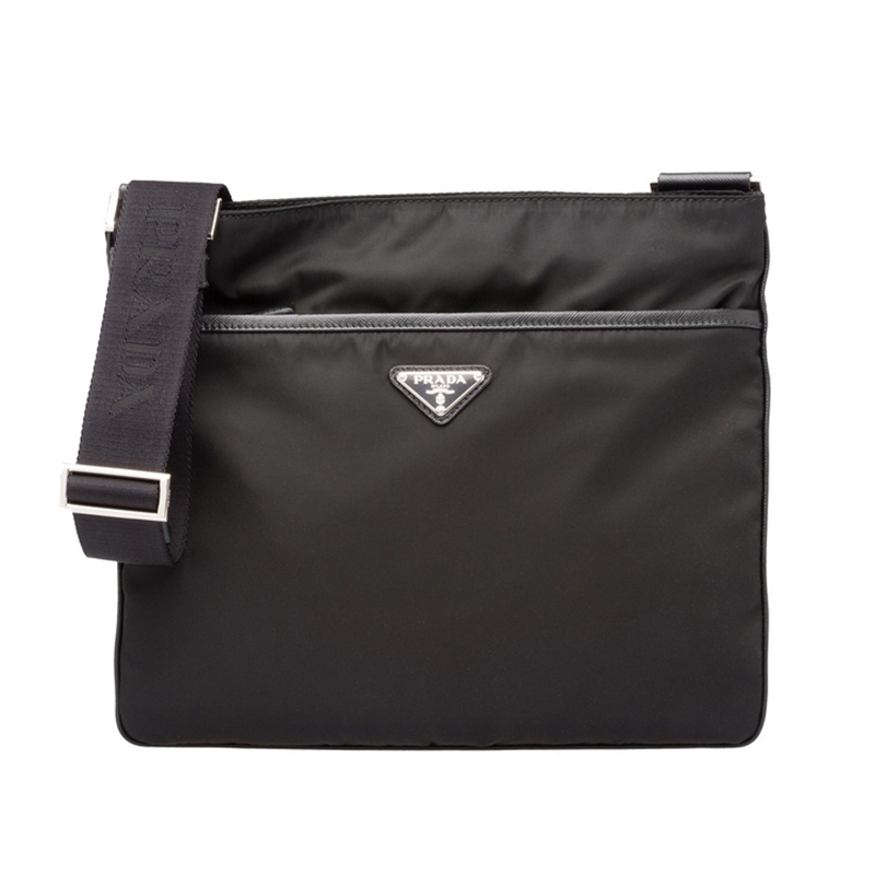 prada普拉达男士黑色织物单肩斜挎包2vh053064系列
