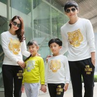 亲子装秋装长袖2015款 一家三口全家装套装虎头卫衣圆领母子外套