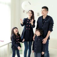 Thecouplepig亲子装秋装2015款西装呢料翻领大衣母子装母女装全家装