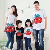Thecouplepig亲子装夏装2015款全家装童装家庭装短袖t恤亲子装一家三口河马T恤