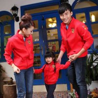 the couple pig亲子装秋装2015款母子装亲子外套卫衣法拉利韩版潮装拉链外套