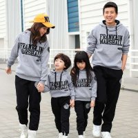 the couple pig冬装新品 卫衣 三件套 抓绒带帽 休闲套装亲子装