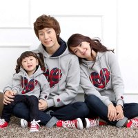 Thecouplepig2015亲子装春秋装新款外套带帽格子爱心亲子装潮装