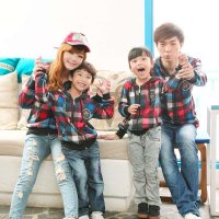 迈哈尼 加大码 亲子装 秋冬装 全家装 母女装 母子装 彩色格子风