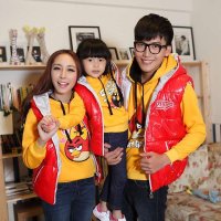 2015新款冬韩版 the couple pig 亲子装加厚棉服马甲女装 亲子装