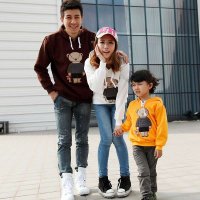 the couple pig亲子装秋装2015款加厚春亲子装全家装一家三口笨熊家族