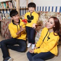 Thecouplepig亲子装带帽米奇卫衣一家三口全家装母子装母女装抓绒卫衣春装