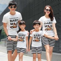 Thecouplepig亲子装夏装全家装猿人汽车短袖套装一家三口母子装母女装T恤套