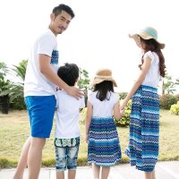 THE COUPLE PIG亲子装夏装全家装2015新款 一家三口沙滩装波西米亚裙装母子装母女装短袖