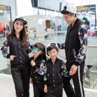 THE COUPLE PIG亲子装秋装2015新款袖子碎花套装 一家三口全家族母子装母女装韩版潮装 长袖碎花套装