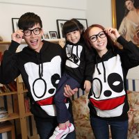 Thecouplepig亲子装带帽酷吧狗卫衣一家三口全家装母子装母女装抓绒卫衣春装