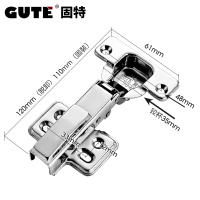 固特GUTE 304不锈钢阻尼铰链液压缓冲柜门飞机合页 一只价格 固装全盖=直弯 -303
