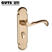 固特GUTE 欧式门锁室内卧室房门锁卫生间执手锁具套装 5A497拉丝金+3片平开合页+1门吸（适合门厚38-45mm）
