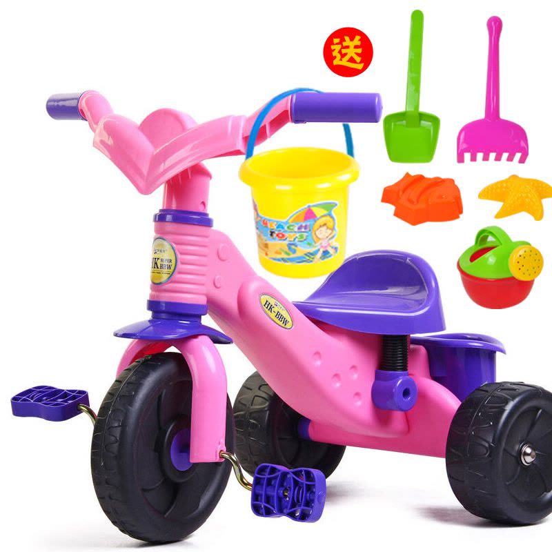 儿童三轮车脚踏车小孩单车宝宝玩具婴幼儿轻便自行车儿童车1-3岁粉图片