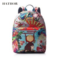 HATHOR2016新款潮印花尼龙双肩包女包韩版休闲旅行背包女双肩书包