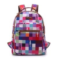 HATHOR 2016韩版彩色格子印花尼龙双肩包女包 原创潮流背包女双肩