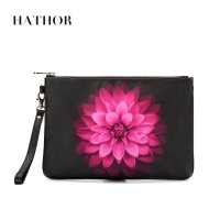 HATHOR涵莎2016尼龙艺术原创印花女士手拿包小晚宴化妆包女零钱包 魅惑深蓝