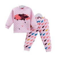 大布豆 儿童内衣裤套装纯棉保暖加厚睡衣睡裤童装内衣肩扣 1-5岁