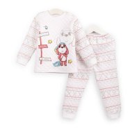 大布豆 儿童内衣裤套装 纯棉保暖 加厚睡衣睡裤 童装内衣 肩扣 1-5岁