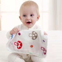 朗宝尼尔2条装婴儿方巾蘑菇纯棉纱布口水巾 新生儿用品擦嘴围嘴小手帕