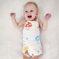 朗宝尼尔6层纱布婴儿肚兜蘑菇宝宝肚兜 透气婴幼儿连脚肚兜