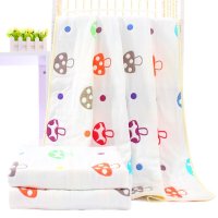 朗宝尼尔6层纱布宝宝浴巾毯子 提花蘑菇图案柔软透气吸水性好婴幼儿浴巾