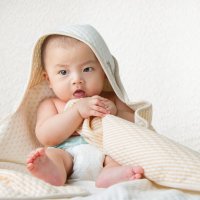 朗宝尼尔天然彩棉空气层宝宝抱被 婴幼儿加厚抱毯包裹浴巾