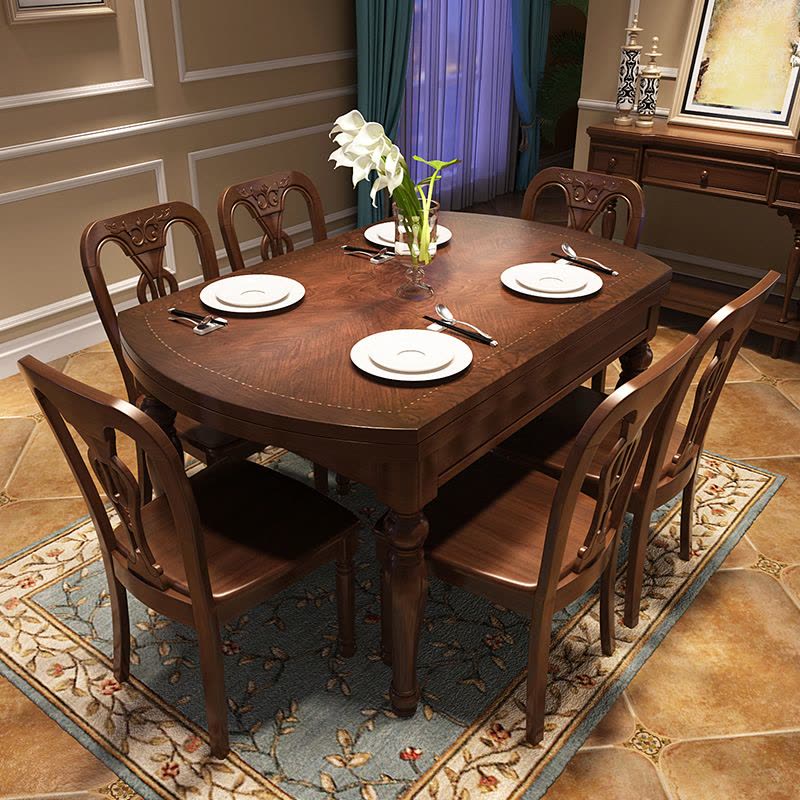 木帆家居(MUFAN-HOME) 餐桌 美式餐桌 美式餐椅组合 8016#实木餐台图片