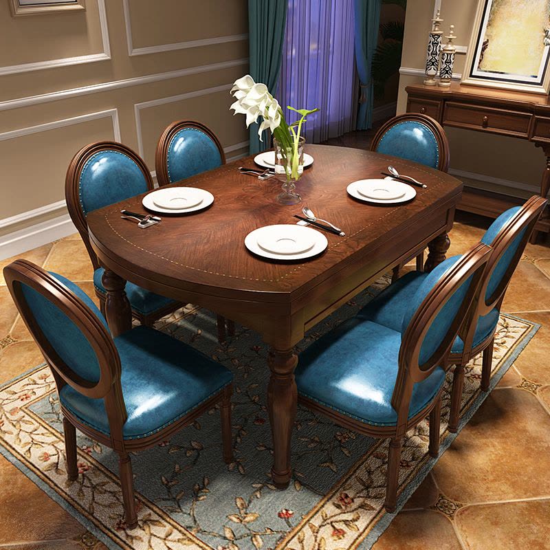 木帆家居(MUFAN-HOME) 餐桌 美式餐桌 美式餐椅组合 8016#实木餐台图片