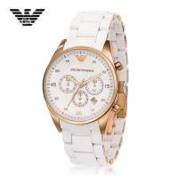 Armani/阿玛尼橡胶包钢三眼计时石英表女表 AR5920