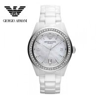 阿玛尼(ARMANI)时尚白色陶瓷女士石英手表 AR1426