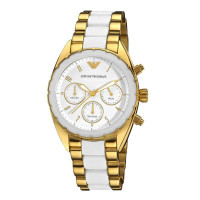 ARMANI 阿玛尼 圆形三眼 女士腕表AR5944