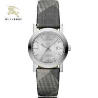 BURBERRY 巴宝莉 时尚格纹皮带圆盘显日历情侣表 石英女士手表BU1873