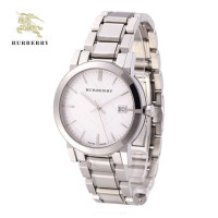 BURBERRY 巴宝莉手表时尚格纹时装情侣表 银色石英男士手表BU9000