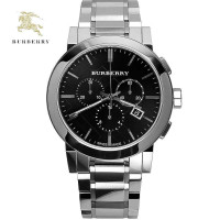 BURBERRY 巴宝莉手表 男表 银色表链格纹压花表盘男士手表 BU9351