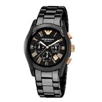 EMPORIO ARMANI阿玛尼陶瓷玫瑰金多功能计时石英女表休闲商务女士手表AR1411