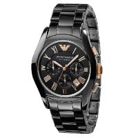 EMPORIO ARMANI阿玛尼陶瓷玫瑰金多功能计时石英男表 时尚休闲商务男士手表AR1410