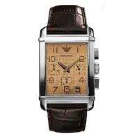 EMPORIO ARMANI阿玛尼时尚复古真皮方形男表 休闲男式商务男士手表腕表AR0337