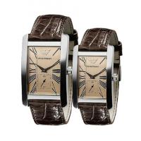 EMPORIO ARMANI阿玛尼香槟金色皮带石英对表情侣对表 时尚商务手表腕表AR0154 AR0155