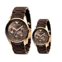 EMPORIO ARMANI阿玛尼 闪耀玫瑰金石英情侣对表 时尚商务情侣装手表腕表AR5890 AR5891