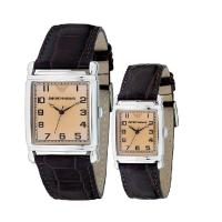 EMPORIO ARMANI阿玛尼经典简约实用款石英情侣对表2个 复古休闲情侣装手表腕表AR0203 AR0204